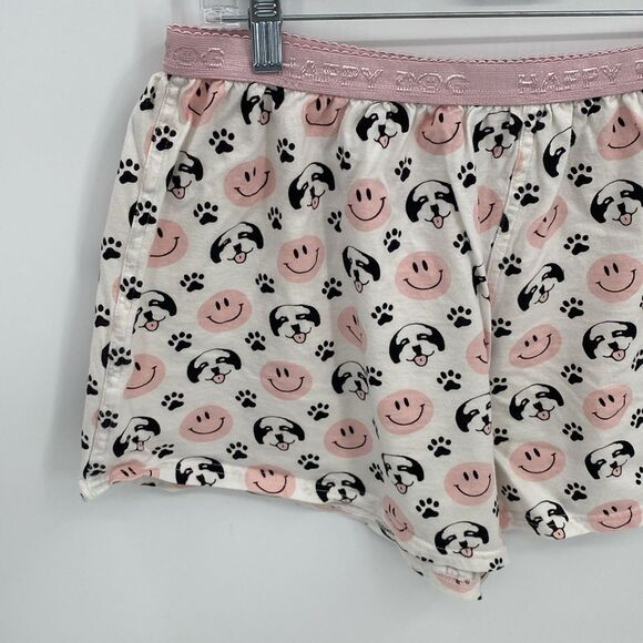 Big Dogs White Pink St Bernard Lounge Shorts Elastic Waist Women's XL - Picture 2 of 5